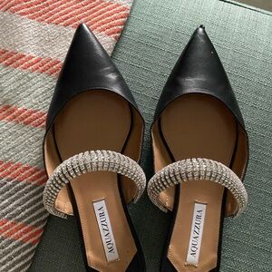 Aquazzura Black Heels with Crystal Straps